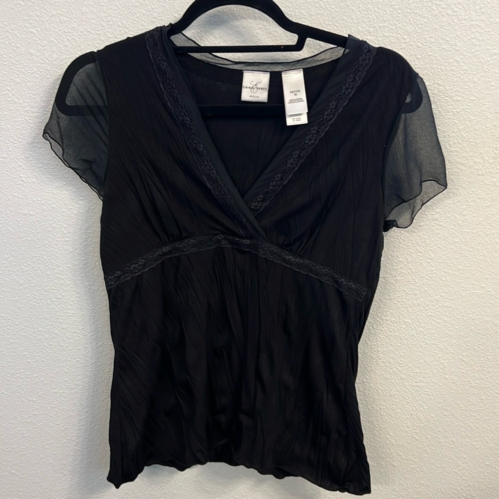Emma James black cross front blouse